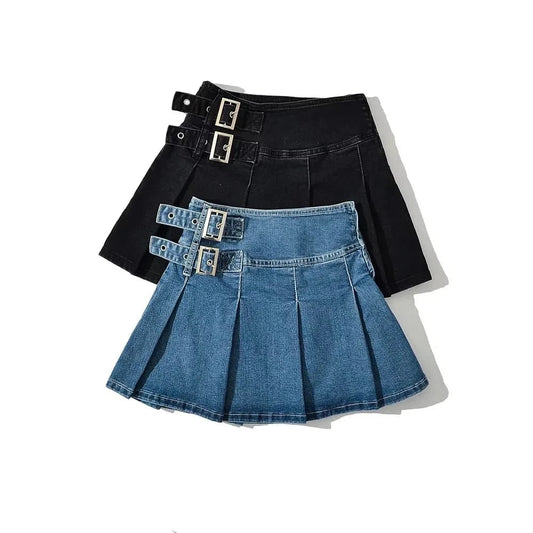 Factory 2024 XS-XL boutique clothing ladies fashion denim jeans pleated womens skirts