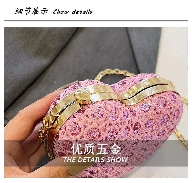 Factory designer 2024 fashion boutique heart shape diamond women's shoulder bags handbags