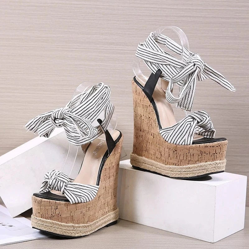 Factory direct supply 2024 Italian new hemp rope slope heel comfortable high heel sandals