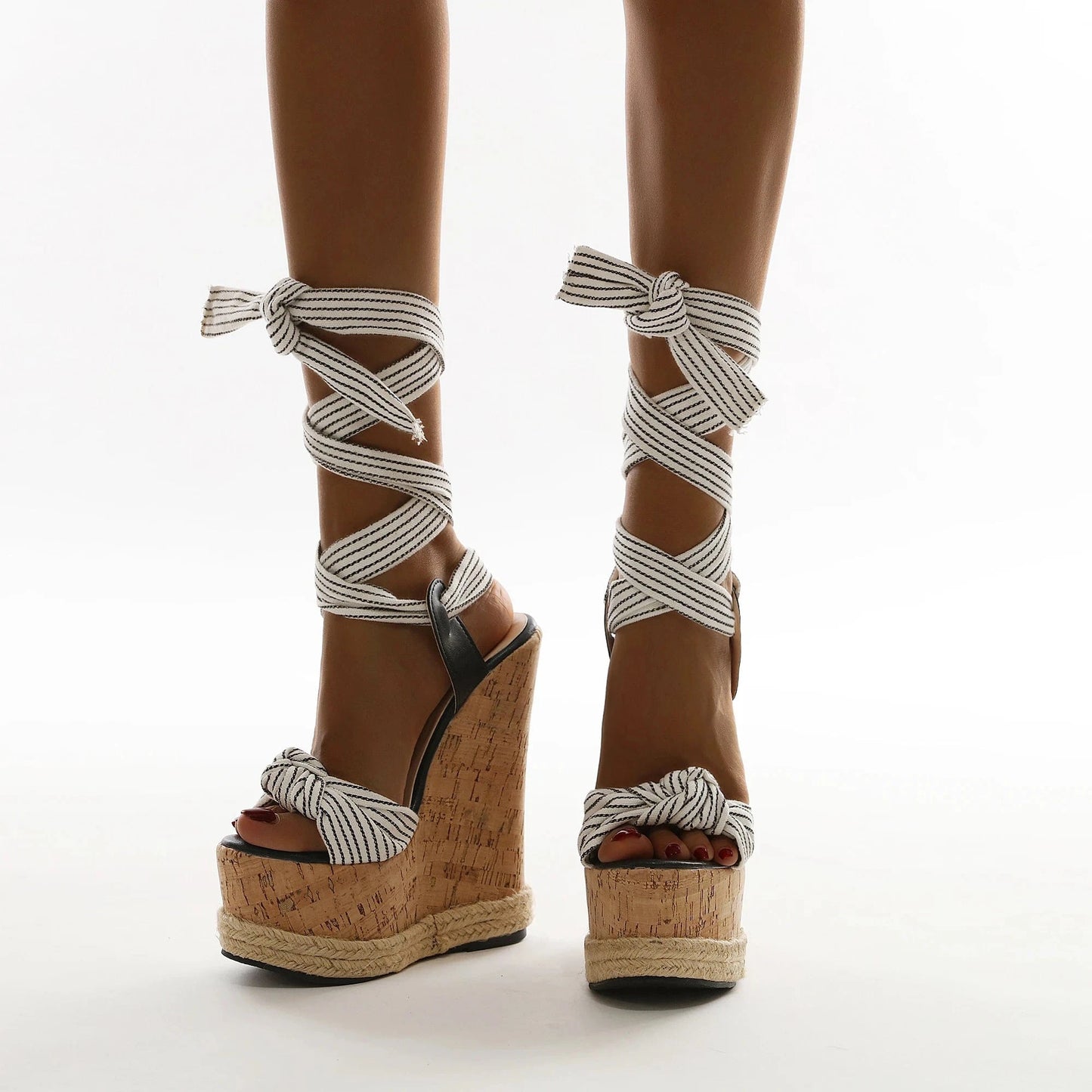 Factory direct supply 2024 Italian new hemp rope slope heel comfortable high heel sandals
