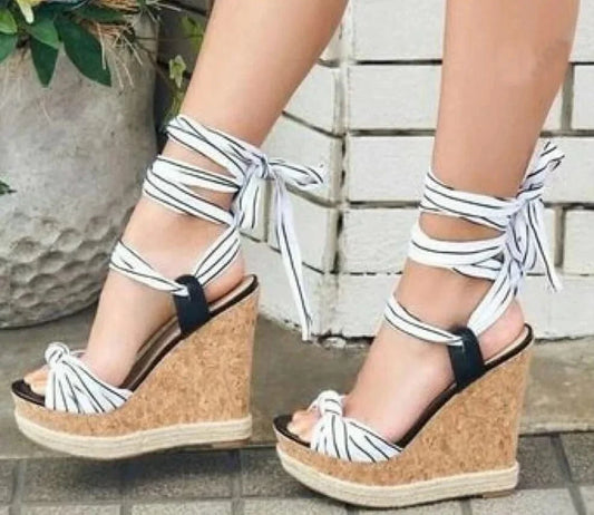 Factory direct supply 2024 Italian new hemp rope slope heel comfortable high heel sandals
