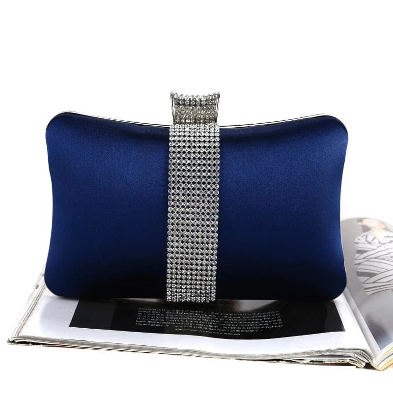 Factory direct wholesale brand new crystal box clutch bag comfortable hand feeling silk clutches classic evening bag for lady