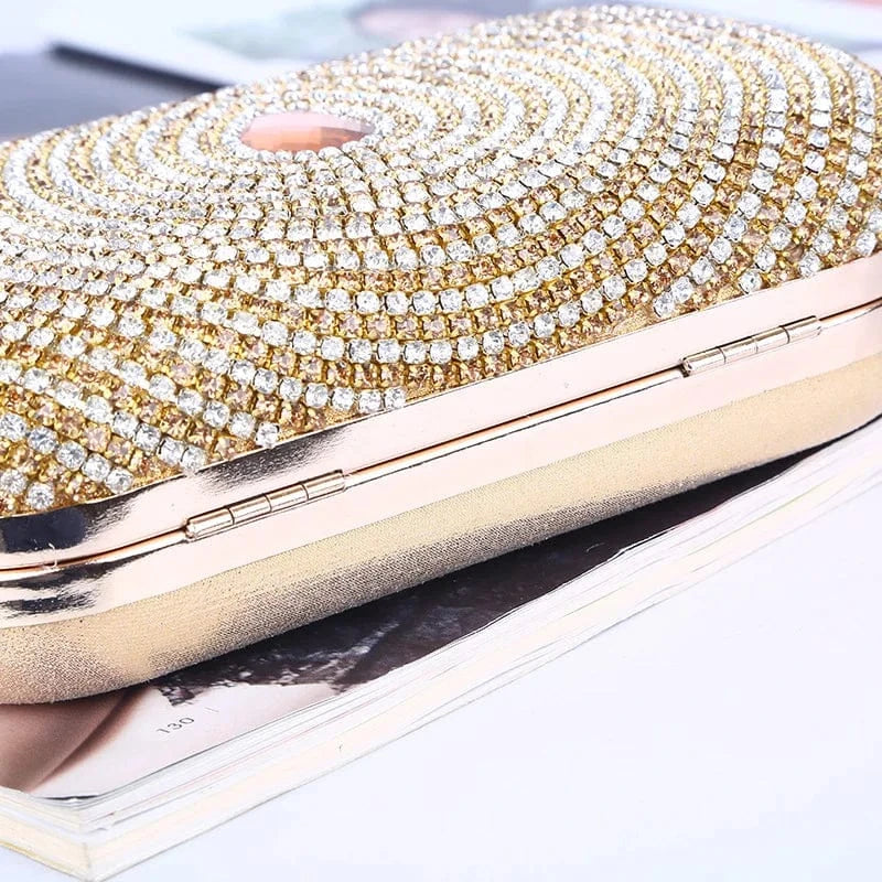Factory direct wholesale gorgeous crystal evening bag ladies rhinestone clutch bag PU fabric satin lining for woman party