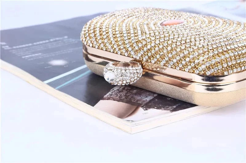 Factory direct wholesale gorgeous crystal evening bag ladies rhinestone clutch bag PU fabric satin lining for woman party