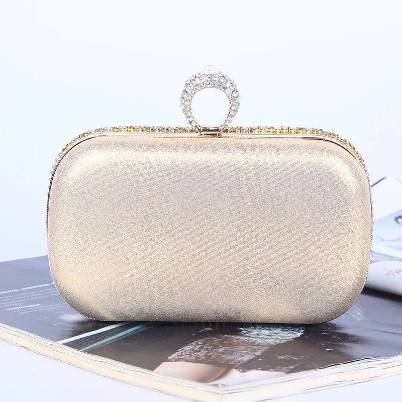 Factory direct wholesale gorgeous crystal evening bag ladies rhinestone clutch bag PU fabric satin lining for woman party