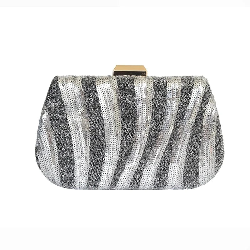 Factory direct wholesale new style embroidery fabric evening bag metal box sequin clutch bag women for party prom banquet