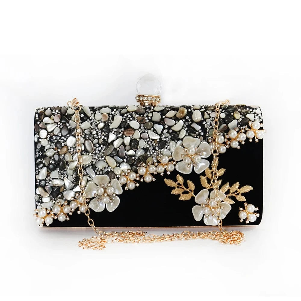 Factory direct wholesale pretty floriation Velour wedding bag party prom ladies gem clutch bag with good quality