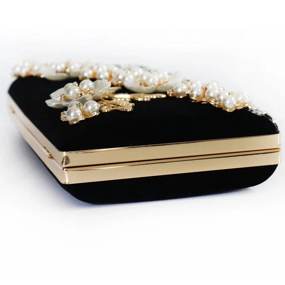 Factory direct wholesale pretty floriation Velour wedding bag party prom ladies gem clutch bag with good quality
