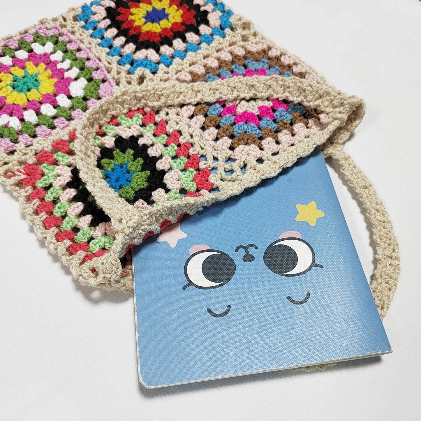 Factory Granny Granny Square Handmade Crochet Single Shoulder Tote Handbag