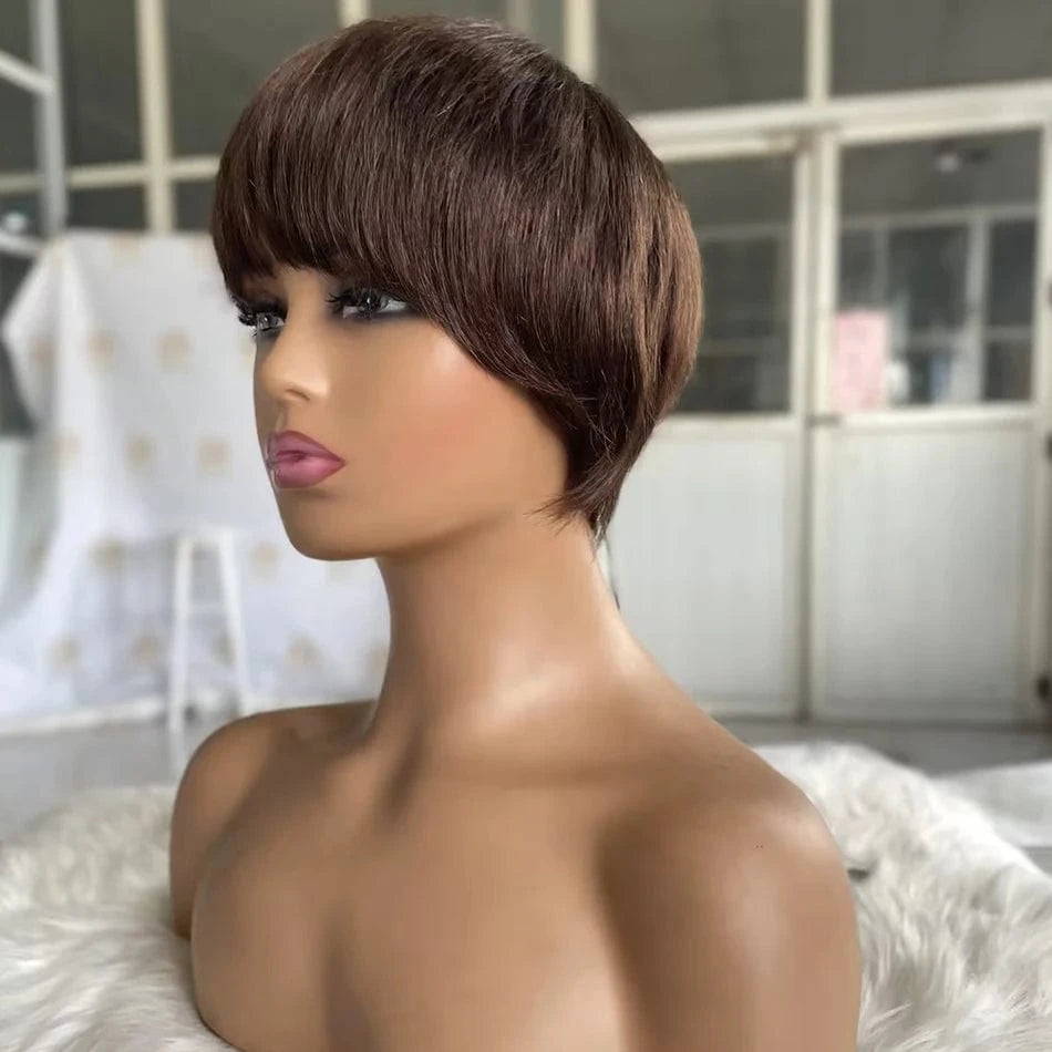 Factory Hot Style Summer Swiss Lace Raw Virgin Human Hair Silky Wave Short Perruque Pixie Cut Lace Front Wigs For Black Women