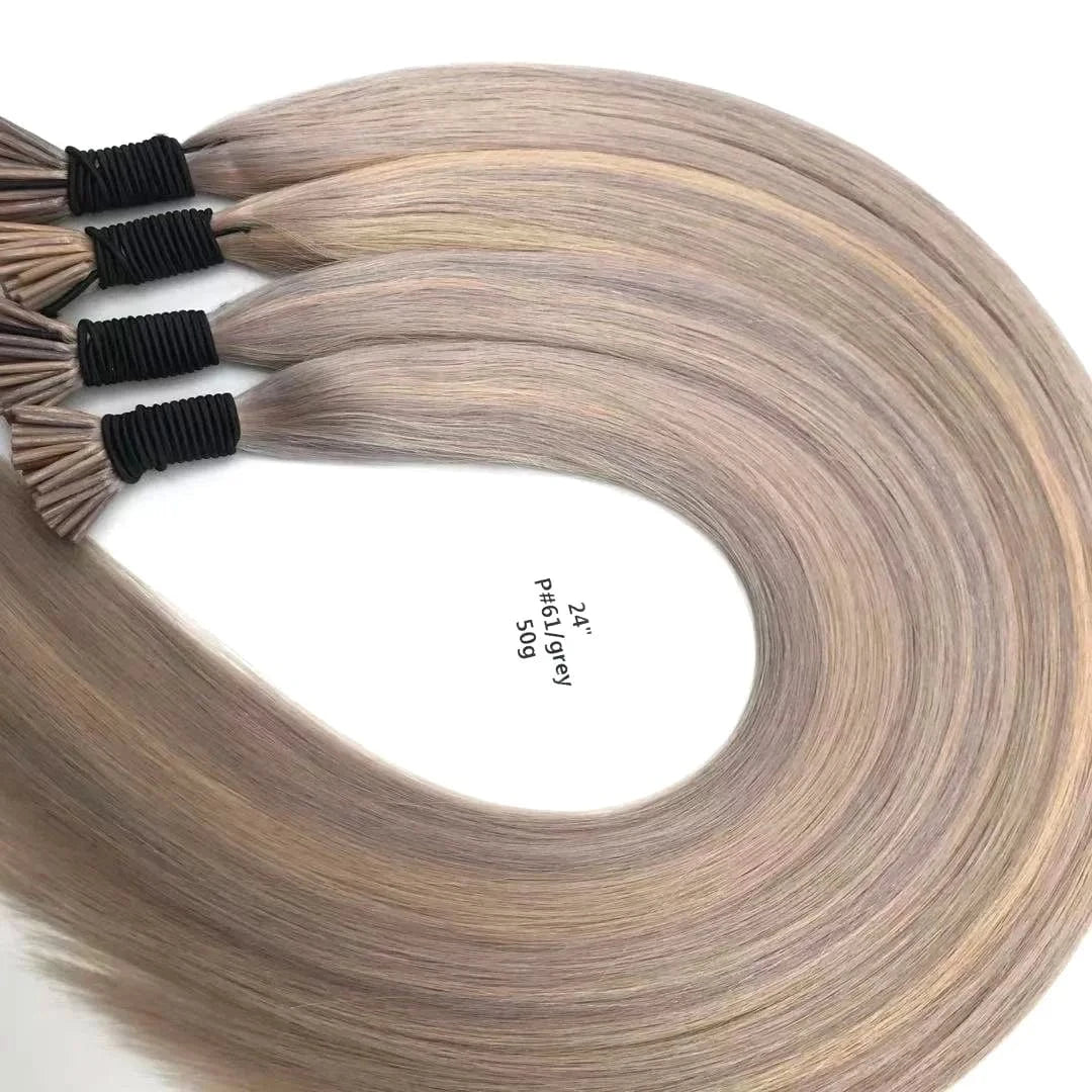 factory i-tip hair extensions raw virgin 100% remy russian double drawn 1b itip hair extensions i tip human hair extensions