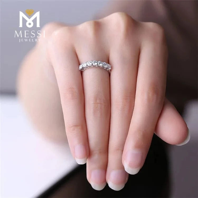 Factory price 14k 18k white gold Eternity DEF VVS moisssanite diamond ring