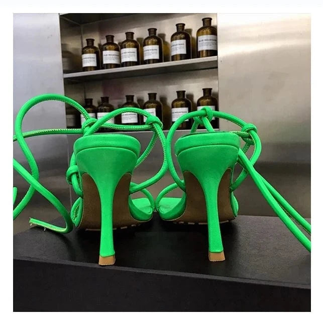 factory price custom made low price colors square toe stiletto knitted special design women heel sandals for ladies