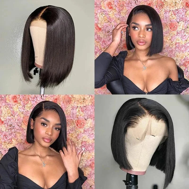 Factory Wholesale Double Drawn Wigs 150 200 Density Bob Lace Frontal Wigs Straight Human Hair Premium Human Hair Bob For Women