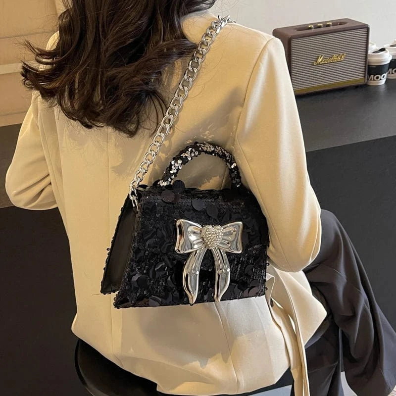 Factory wholesale handbags 2024 Light Lady Sequins Small Square Bags Lady Design Purses For Female