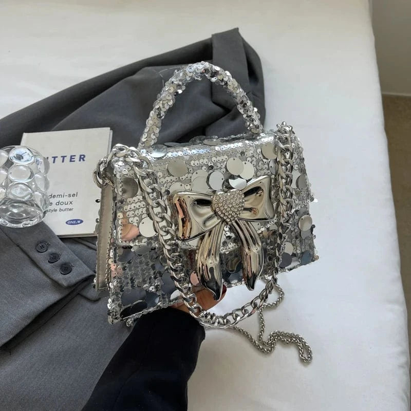 Factory wholesale handbags 2024 Light Lady Sequins Small Square Bags Lady Design Purses For Female