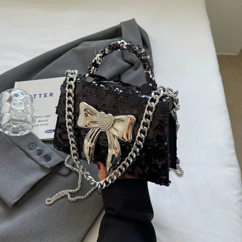 Factory wholesale handbags 2024 Light Lady Sequins Small Square Bags Lady Design Purses For Female