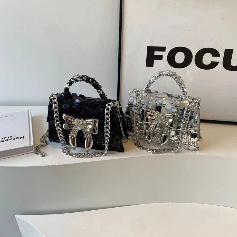 Factory wholesale handbags 2024 Light Lady Sequins Small Square Bags Lady Design Purses For Female