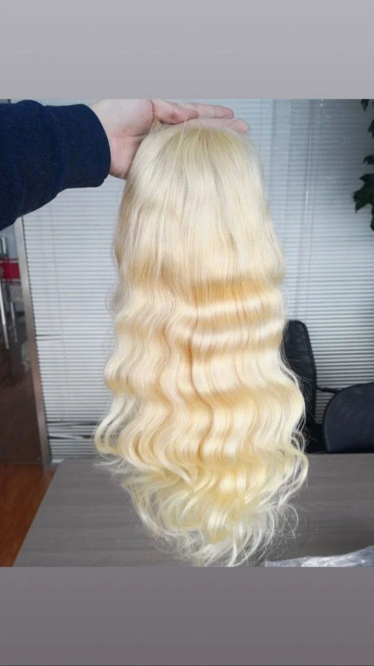 Factory Wholesale Human Virgin indian brazilian Hair 613 blonde 13x4 Transparent Lace Front Wig Deals