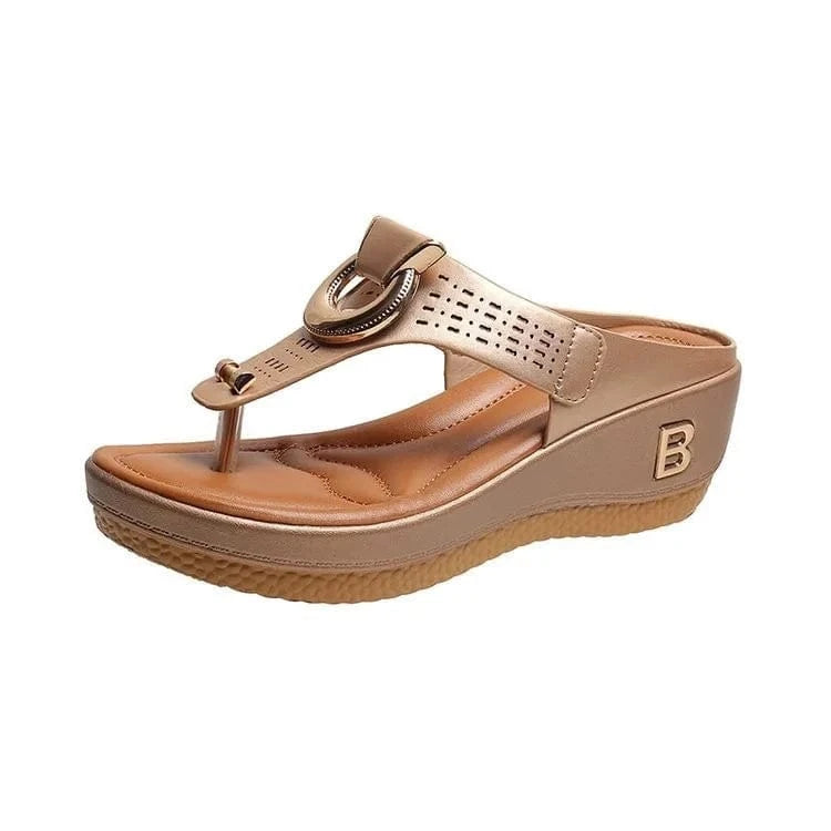 Factory wholesale trendy outdoor anti-slip women heeled platform chunky wedge heel sandals women sandals 2023
