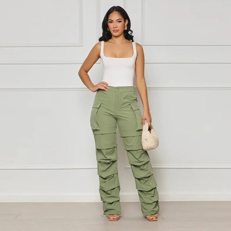 fall 2024 women Cargo Pants Ruched Pockets Casual Streetwear Baggy Trousers Korean Harajuku Vintage Loose Trouser