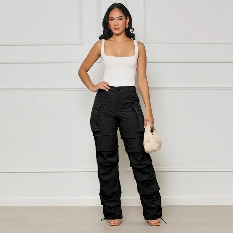 fall 2024 women Cargo Pants Ruched Pockets Casual Streetwear Baggy Trousers Korean Harajuku Vintage Loose Trouser