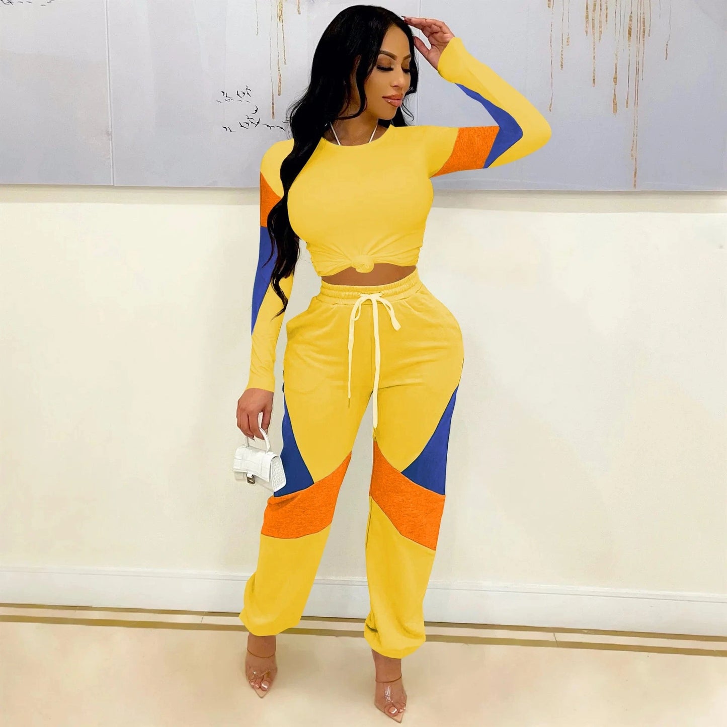 Fall Casual Streetwear Fashion Print Women's Pants Sets Long Sleeve Sweat Suit Set Women Joggers Pants Two Piece Pants Set