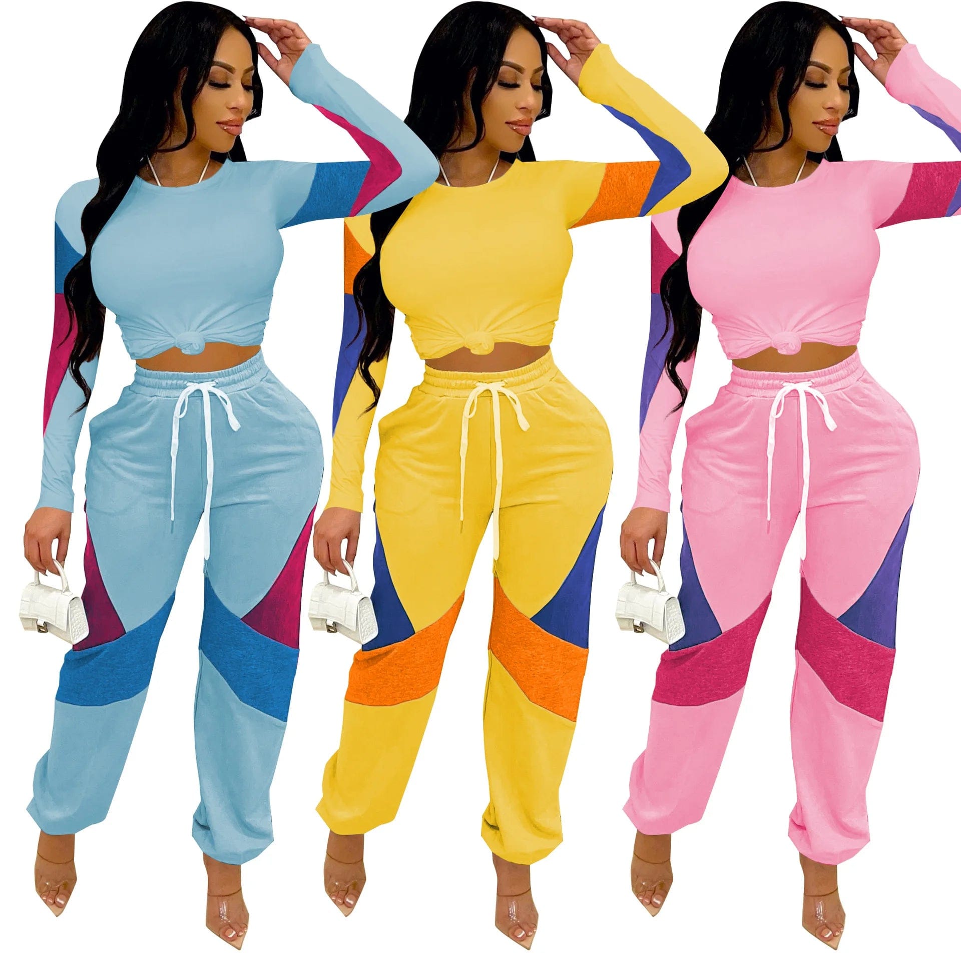 Fall Casual  Streetwear Fashion Print Women's Pants Sets Long Sleeve Sweat Suit Set Women Joggers Pants Two Piece Pants Set