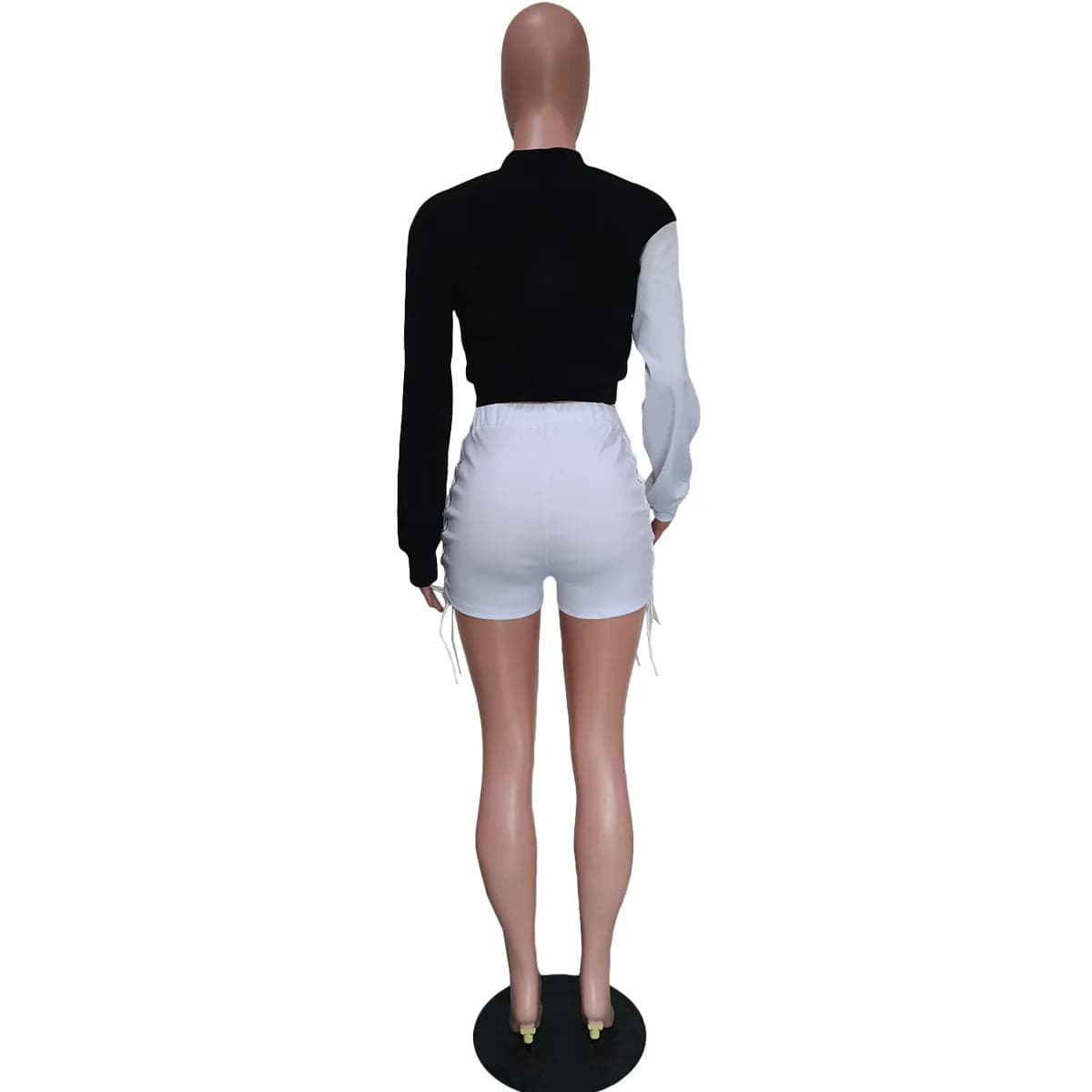 Fall Clothes for Women Short Pants Two Piece Set Women Shorts Set Loose Colorblock Tracksuit Lace Up Sweat Suit Set