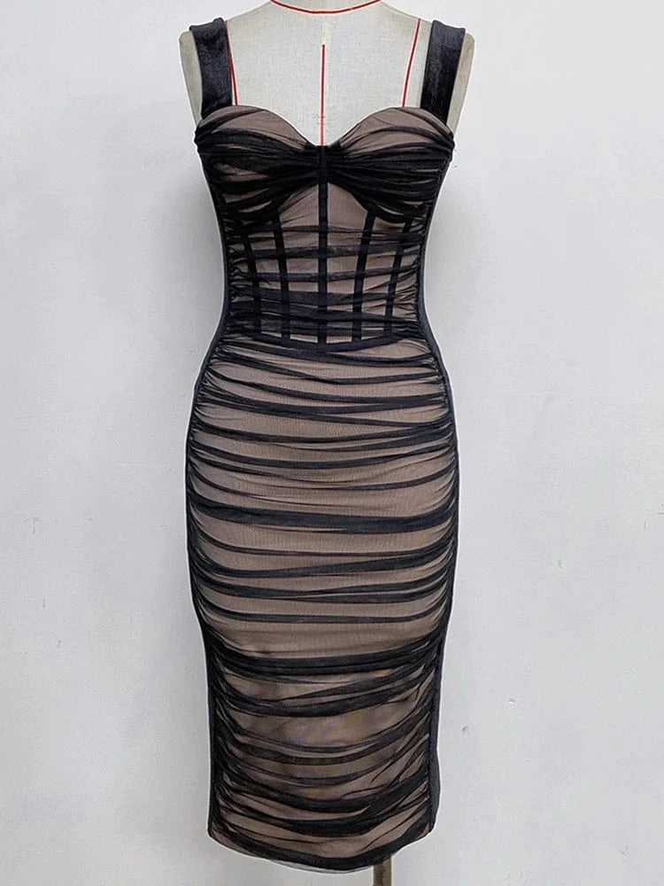 Fall New Women's Halter Heart-Shaped Neckline Velvet Lace Bag Hip Sexy Knee-Length Dress Luxury Temperament Party Evening Dress