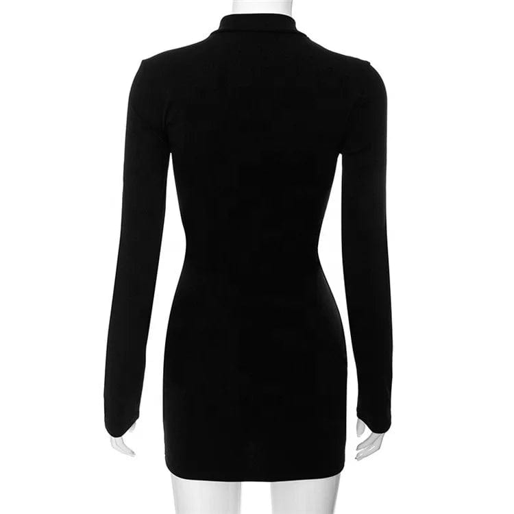Fall Spring Black Sexy Long Sleeve Mini Dress Casual 2024 Bodycon V Neck Fashion Rhinestone Short Dress