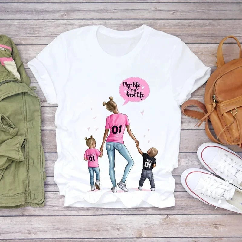 Family Cartoon Super Mom Life Momlife Mama Mother Summer Print Lady Outfits Top T Shirt Ladies Womens Graphic Female Tee T-Shirt