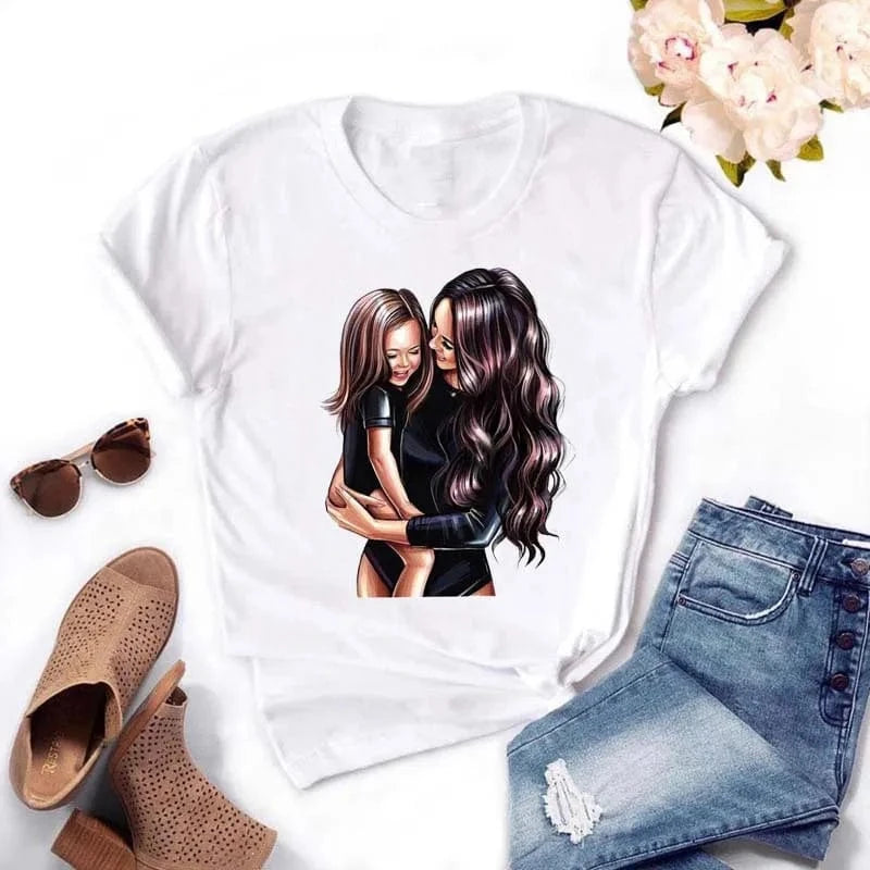 Family Cartoon Super Mom Life Momlife Mama Mother Summer Print Lady Outfits Top T Shirt Ladies Womens Graphic Female Tee T-Shirt