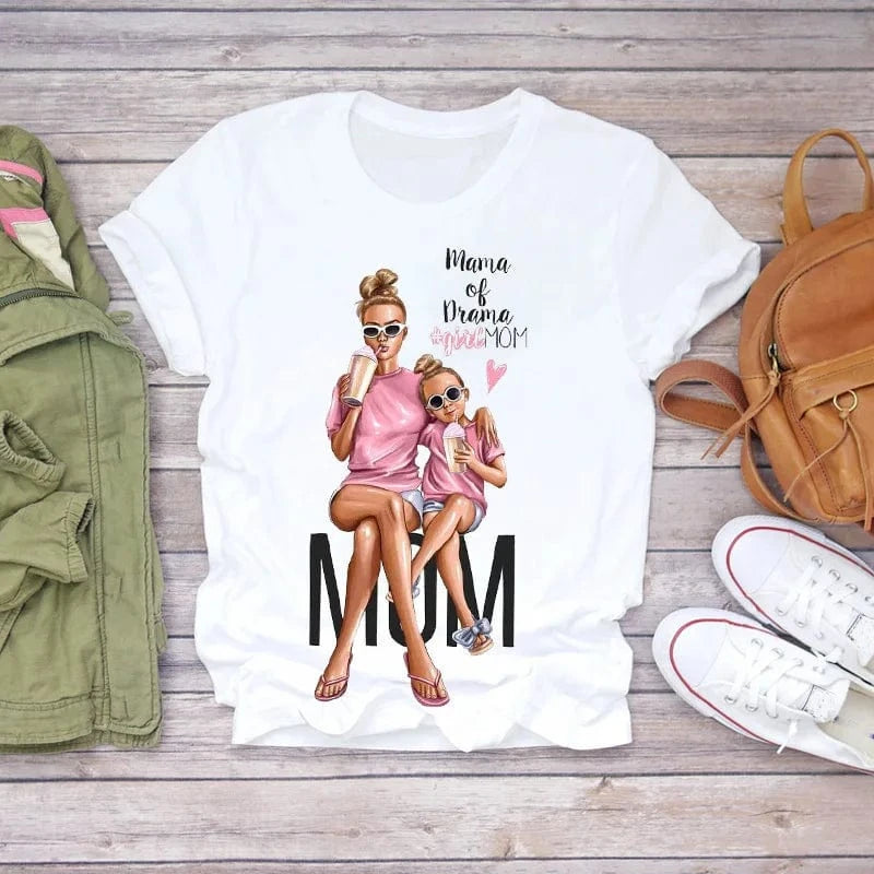 Family Cartoon Super Mom Life Momlife Mama Mother Summer Print Lady Outfits Top T Shirt Ladies Womens Graphic Female Tee T-Shirt
