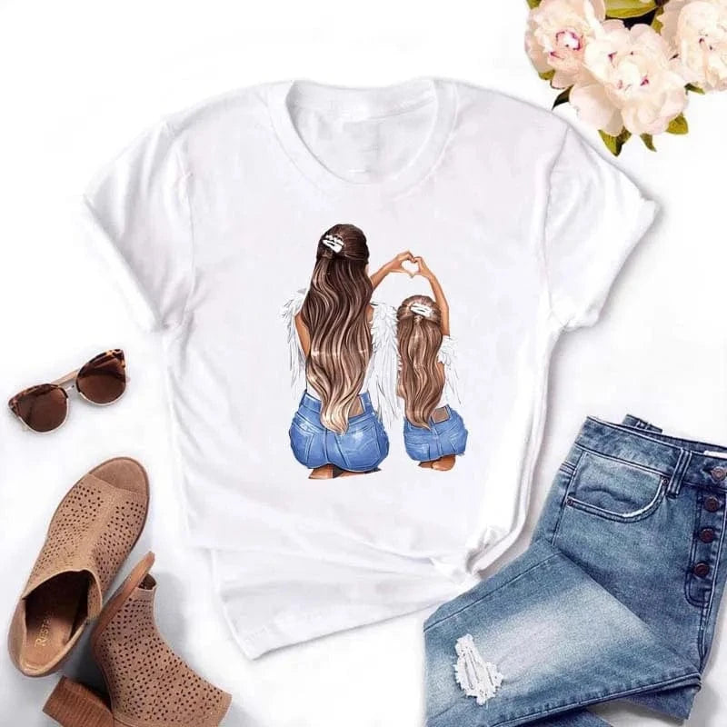 Family Cartoon Super Mom Life Momlife Mama Mother Summer Print Lady Outfits Top T Shirt Ladies Womens Graphic Female Tee T-Shirt