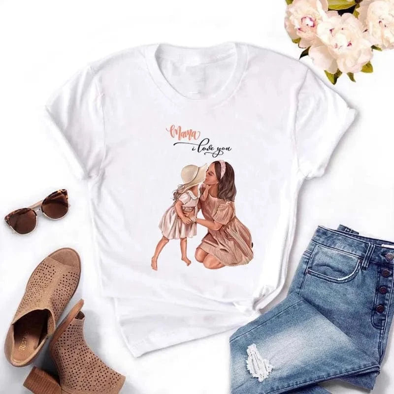 Family Cartoon Super Mom Life Momlife Mama Mother Summer Print Lady Outfits Top T Shirt Ladies Womens Graphic Female Tee T-Shirt