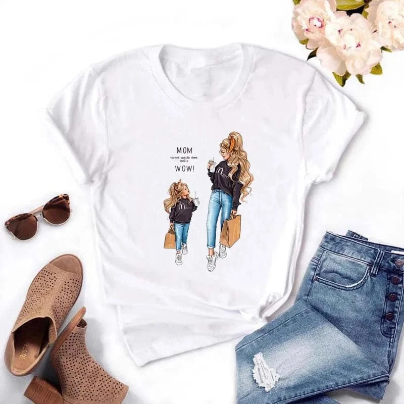 Family Cartoon Super Mom Life Momlife Mama Mother Summer Print Lady Outfits Top T Shirt Ladies Womens Graphic Female Tee T-Shirt