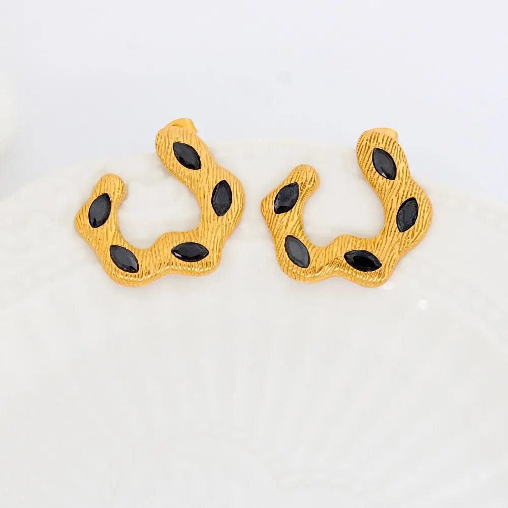FANJIN Wholesale Fashion New Custom Candy Color Stainless Steel Jewelry Iced Out Cubic Zircon Baguette Stud Open Hoop Earrings