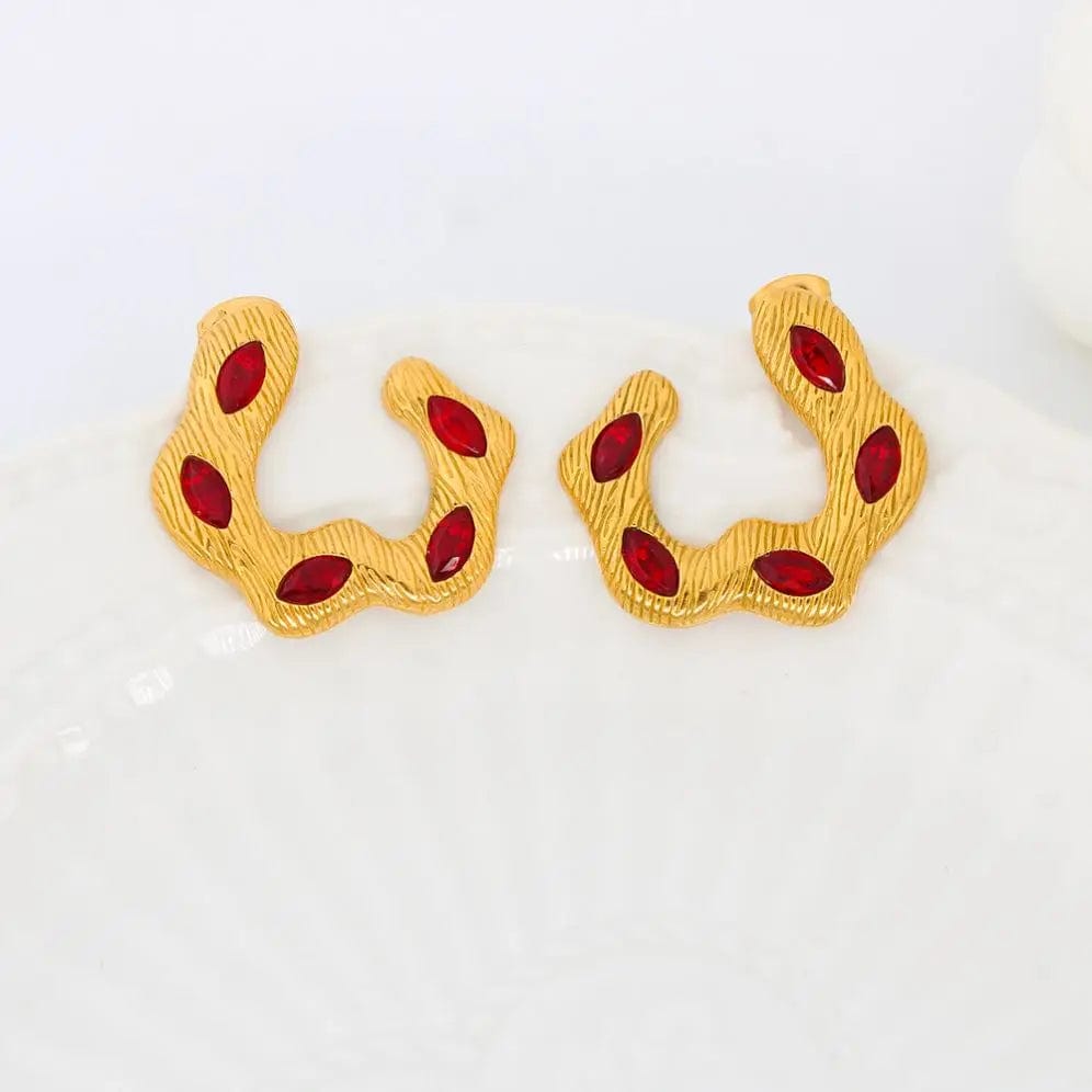 FANJIN Wholesale Fashion New Custom Candy Color Stainless Steel Jewelry Iced Out Cubic Zircon Baguette Stud Open Hoop Earrings