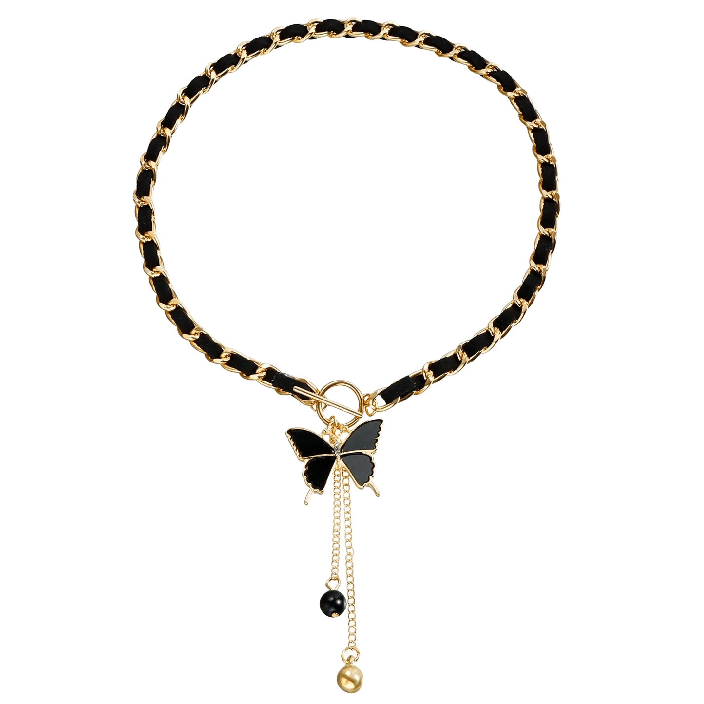 fashion / 18inches / Butterfly Random Sexy Wrapped Velvet Chain Black Heart-shaped Gold Butterfly Necklace for Women Girls Collarbone Chain Tassel Collar Bulk