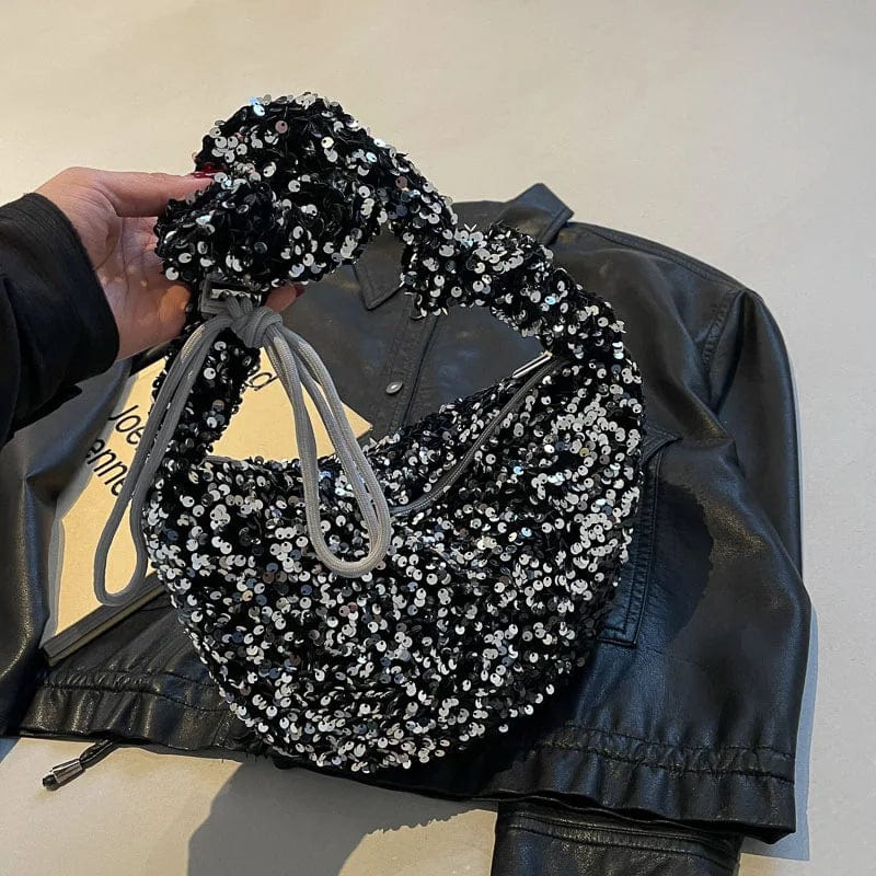 Fashion 2024 Summer Luxury Designer Ladies Sequins Underarm Purse Dumpling Bags for Women
