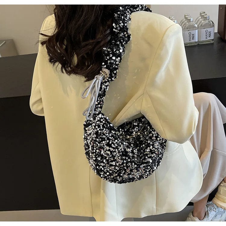 Fashion 2024 Summer Luxury Designer Ladies Sequins Underarm Purse Dumpling Bags for Women