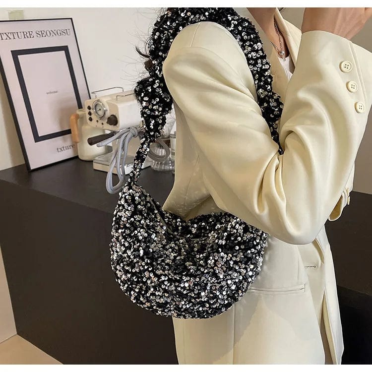 Fashion 2024 Summer Luxury Designer Ladies Sequins Underarm Purse Dumpling Bags for Women
