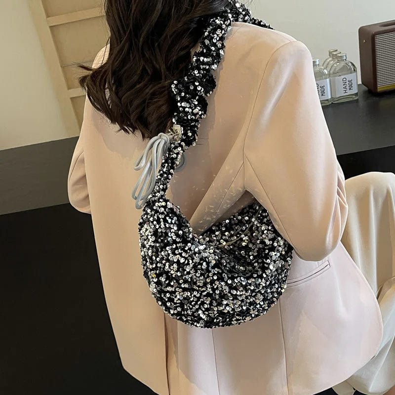 Fashion 2024 Summer Luxury Designer Ladies Sequins Underarm Purse Dumpling Bags for Women