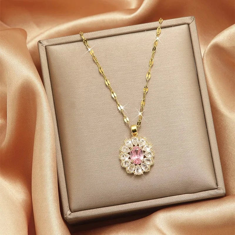 fashion / 21 Luxury Shiny Stainless Steel 18k Gold Zircon Heart Butterfly Pendant Necklace Women Boutique Pearl Flower Leaf Necklace for Gift