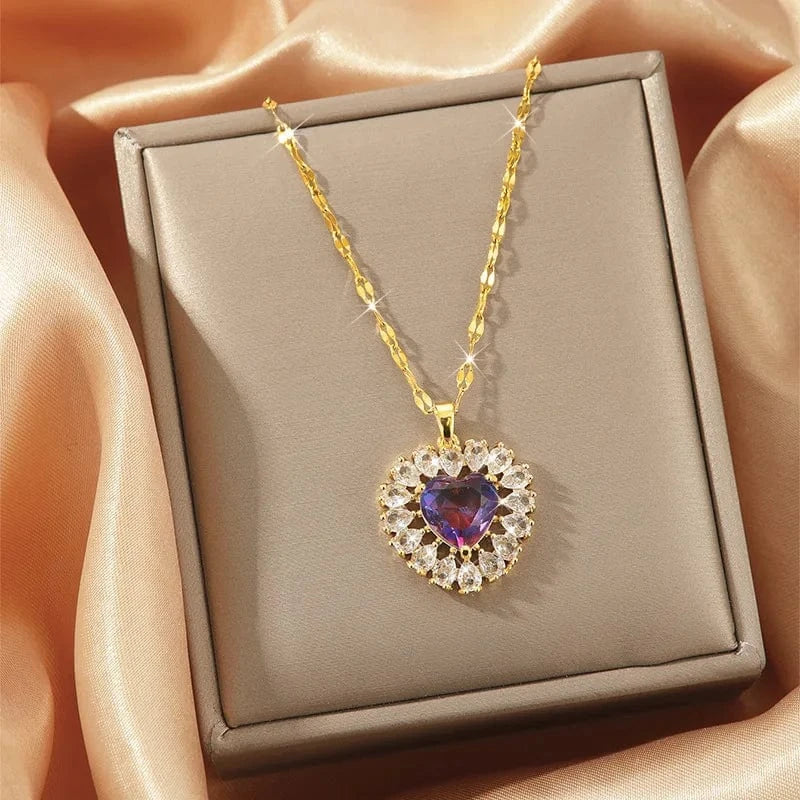 fashion / 36 Luxury Shiny Stainless Steel 18k Gold Zircon Heart Butterfly Pendant Necklace Women Boutique Pearl Flower Leaf Necklace for Gift
