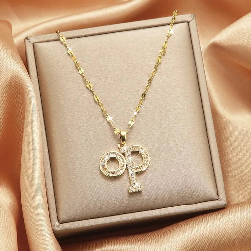 fashion / 37 Luxury Shiny Stainless Steel 18k Gold Zircon Heart Butterfly Pendant Necklace Women Boutique Pearl Flower Leaf Necklace for Gift