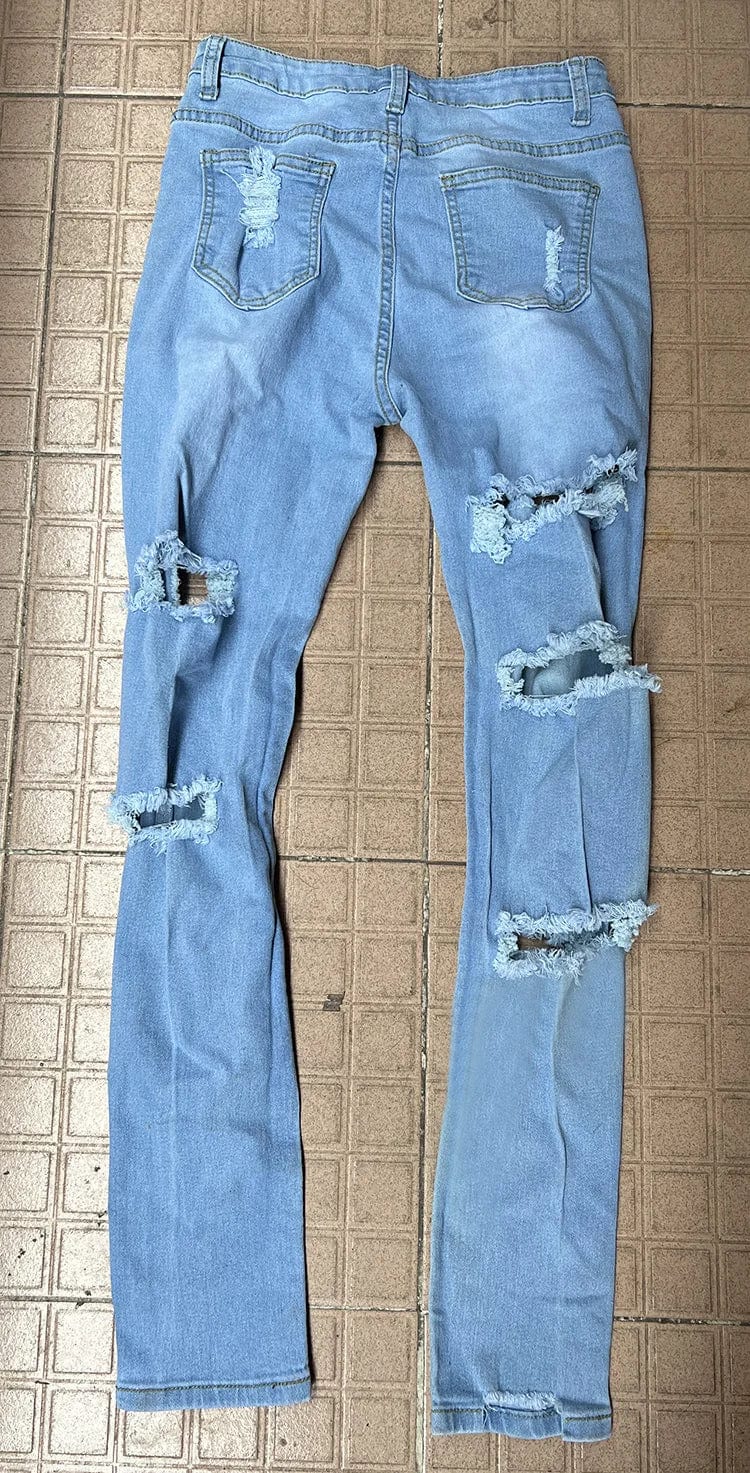 Fashion 3xl Plus Size Ripped Women Jeans Streetwear Broken Holes High Waist Stretch Trousers Female Casual Denim Pants Jeans