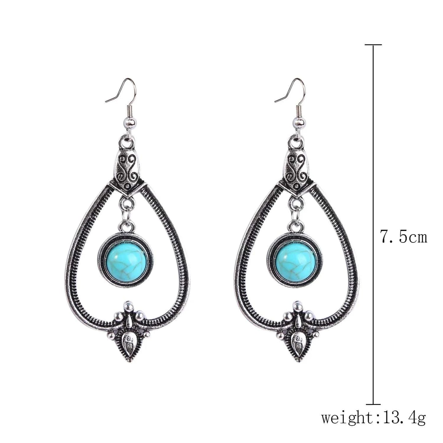 fashion / 5 New Arrivals Retro Bohemian Turquoise Stone tribal earrings Vintage Drop Earrings Long Boho Earrings Jewelry for Women Gifts