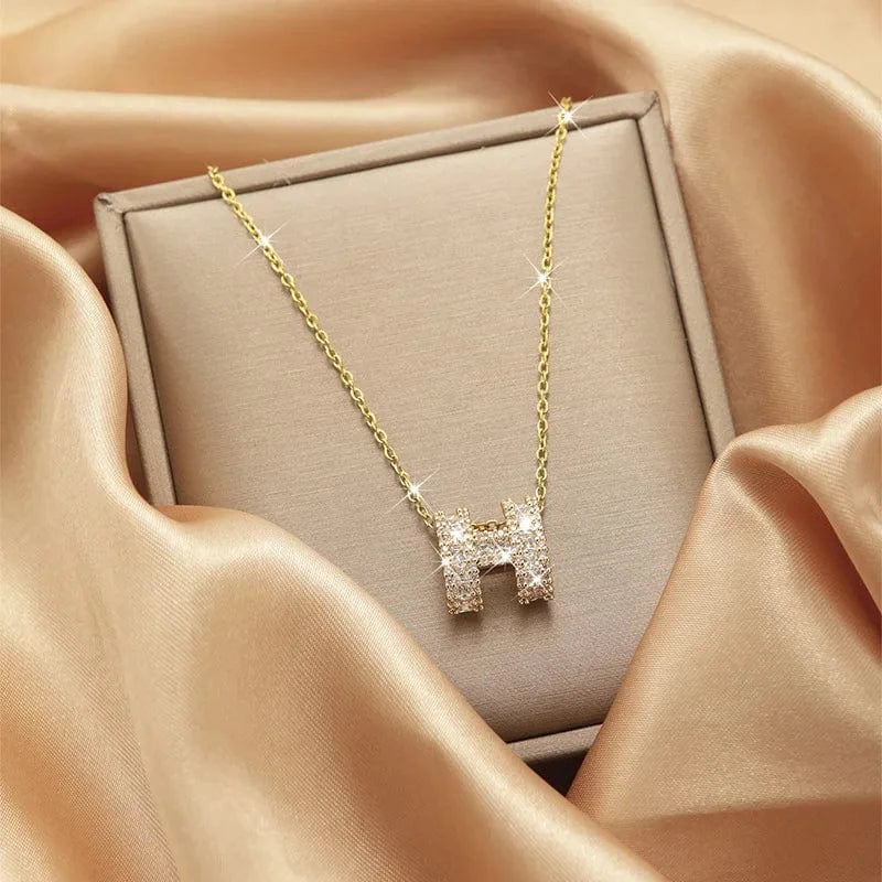 fashion / 59 Luxury Shiny Stainless Steel 18k Gold Zircon Heart Butterfly Pendant Necklace Women Boutique Pearl Flower Leaf Necklace for Gift